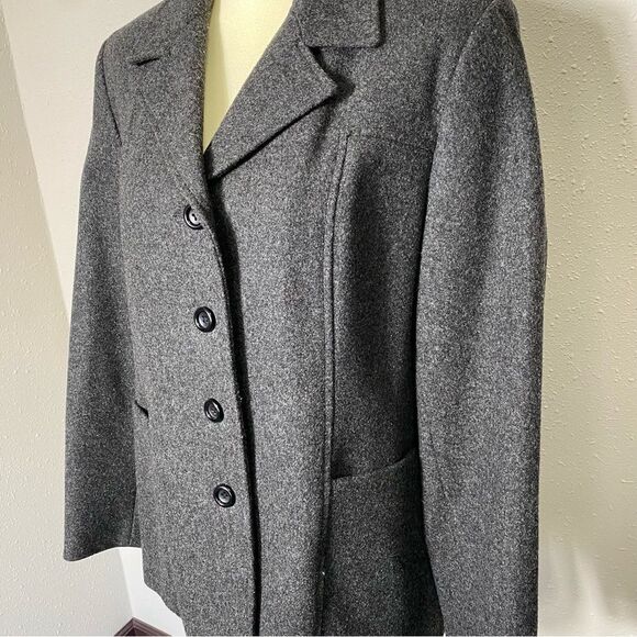 Izzi Collections Charcoal Gray 100% Wool Pea Coat Women's Size Large - Picture 15 of 16